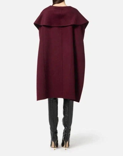 Elisabetta Franchi Double Wool Cape Capes Bordeaux In Red