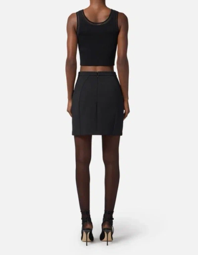 Elisabetta Franchi Black Skirt With Metallic Pendant And Patch Pockets In Fabric Woman In Black