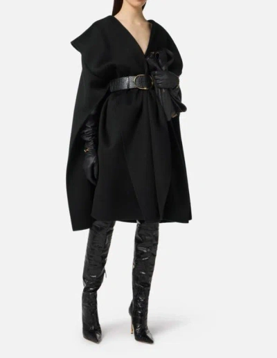 Elisabetta Franchi Wool Belted Coat In Black