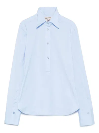 Semicouture Fitted Light Blue Shirt With Classic Collar In Blue