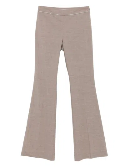 D Exterior Embellished Flared Trousers In Neutral