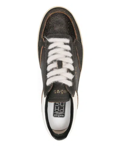 Ghoud Textured Black Leather Low-top Sneakers In Black