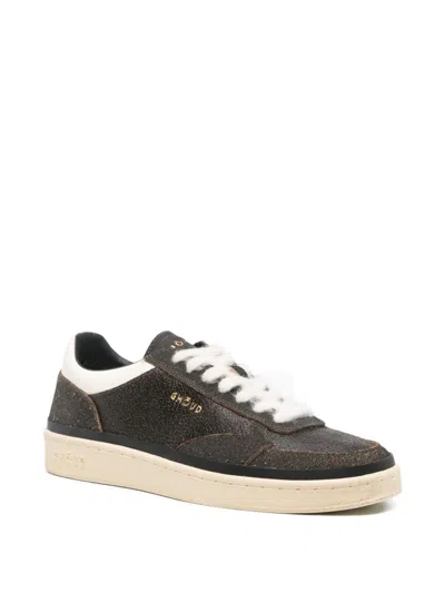 Ghoud Textured Black Leather Low-top Sneakers In Black
