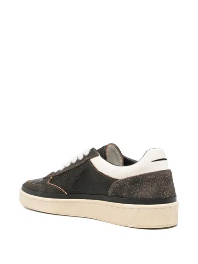 Ghoud Textured Black Leather Low-top Sneakers In Black