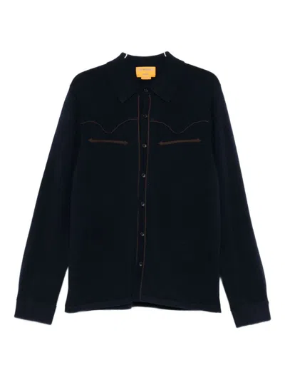 Guest In Residence Relaxed-fit Long-sleeve Cashmere Shirt With Subtle Piping In Blue