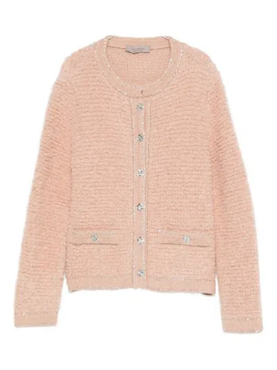 D Exterior Round Neck Long-sleeved Sweater In Pink