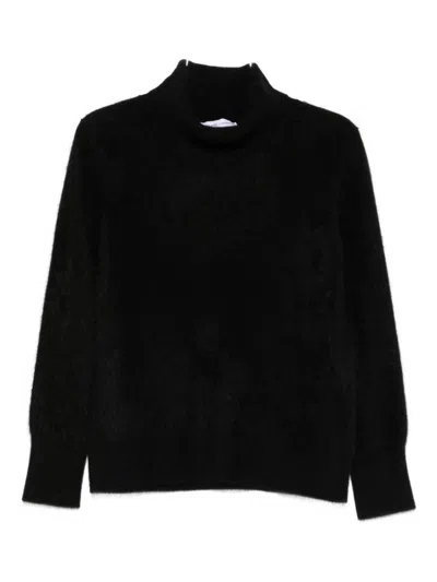 Tabaroni Cashmere High-neck Cashmere Sweater With Ribbed Details In Black