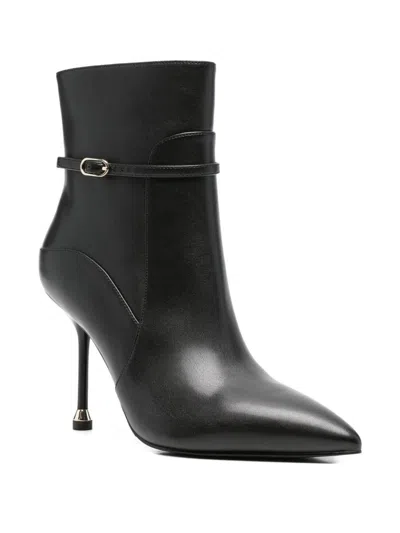 Liu •jo Buckle-strap Pointed-toe Boots In Black