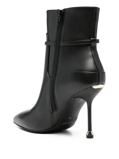 Liu •jo Buckle-strap Pointed-toe Boots In Black