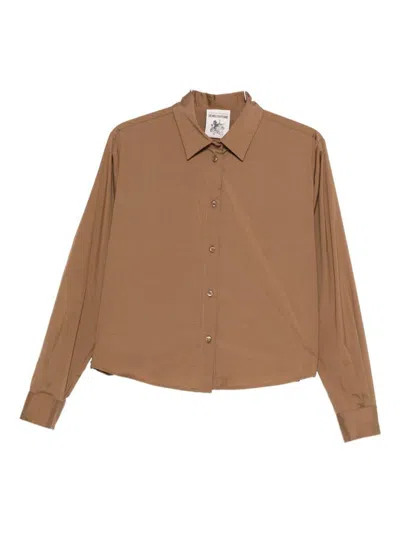 Semicouture Button-down Long-sleeved Shirt In Brown