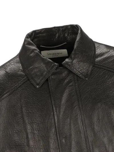 Saint Laurent Bomber Jacket In Bubbled Lambskin With Zip Clothing In Black