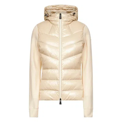 Moncler Ivory Zip-up Hooded Padded Cardigan In Neutral