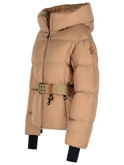 Moncler Nisene Beige Polyamide Down Jacket In Brown
