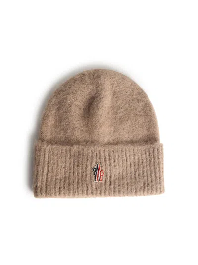 Moncler Grenoble Beige Alpaca And Wool Tricot Beanie In Brown