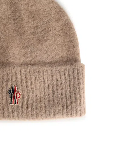 Moncler Grenoble Beige Alpaca And Wool Tricot Beanie In Brown