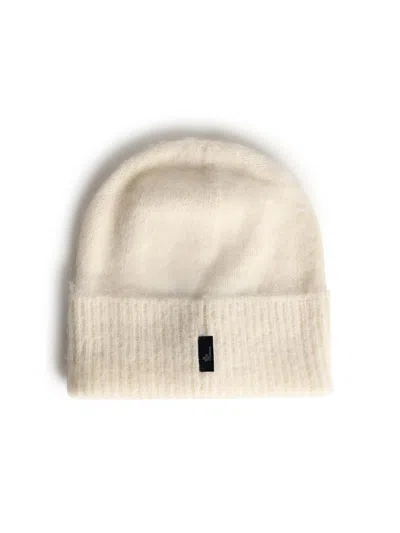 Moncler Tricot Beanie In Alpaca And Ivory Wool In White