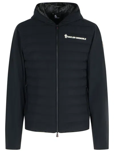 Moncler Hooded Long Sleeve Jacket With Side Pockets In Black