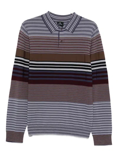 Paul Smith Long-sleeve Polo Sweater In Viola In Multi