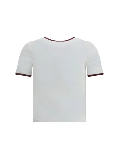 Courrèges Fitted White T-shirt With Contrasting Ribbed Trim In White