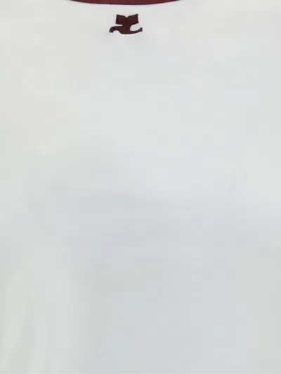 Courrèges Fitted White T-shirt With Contrasting Ribbed Trim In White