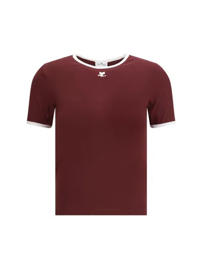 Courrèges Courreges Women Cotton T-shirt With Contrasting Trim In Red