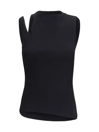 Courrèges Asymmetric Ribbed Sleeveless Top In Black