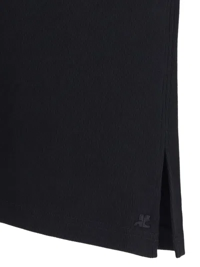 Courrèges Asymmetric Ribbed Sleeveless Top In Black