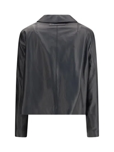 Marni Leather Jacket With Pony Hair Inserts In Brown