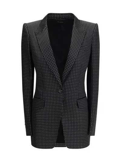 Tom Ford Single Breasted Jacket With Polka Dots In Black