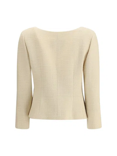 Valentino Short Jacket In Plain Wool Tweed In Neutral