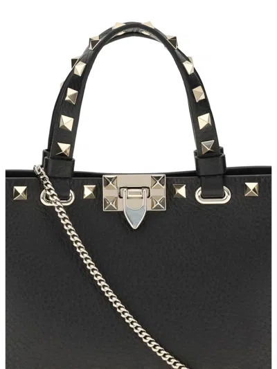 Valentino Rockstud Mini Tote Bag With Chain Strap In Black