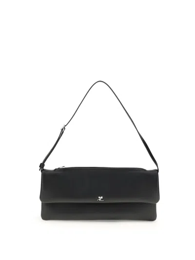 Courrèges Rectangular Shoulder Bag Adjustable Strap In Black