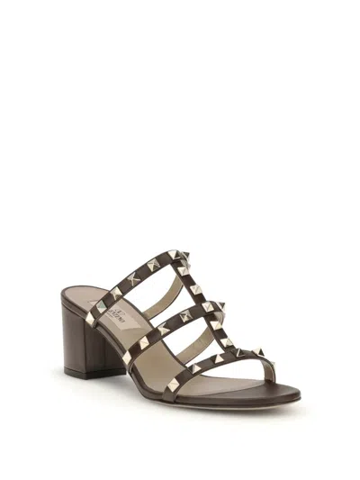 Valentino 60mm Rockstud-embellished Sandals In Brown