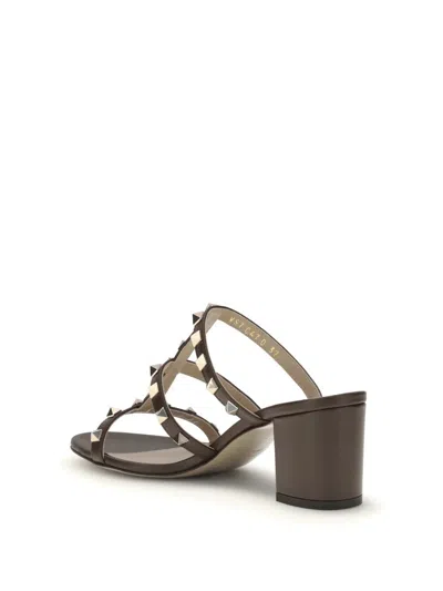 Valentino 60mm Rockstud-embellished Sandals In Brown