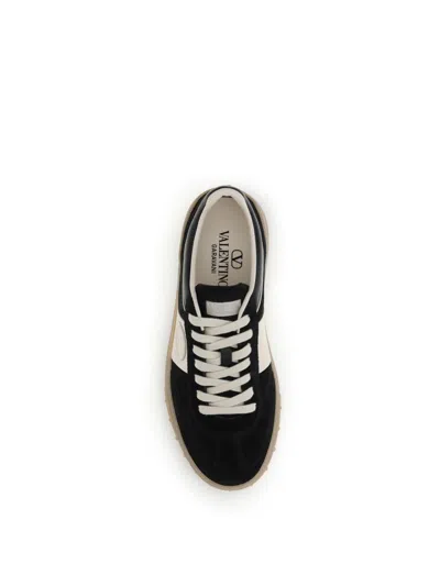 Valentino Lace-up Footwear Featuring Contrast Panel In Black