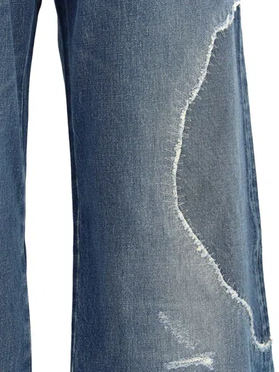 Versace Distressed Patchwork High-rise Wide-leg Jeans In Animal Print