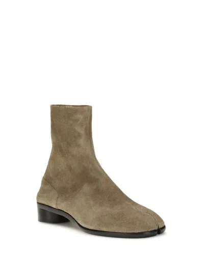 Maison Margiela Beige Suede Tabi Ankle Boots In Neutral