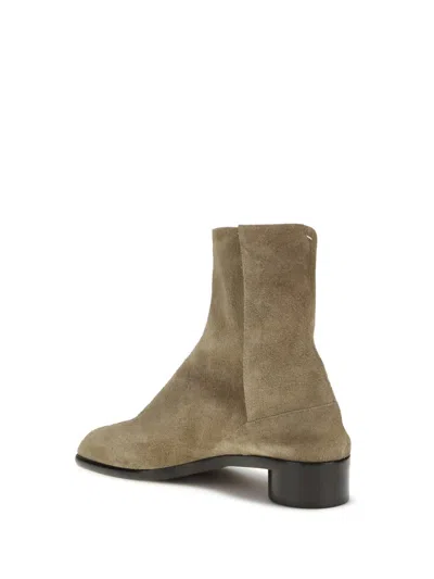 Maison Margiela Beige Suede Tabi Ankle Boots In Neutral