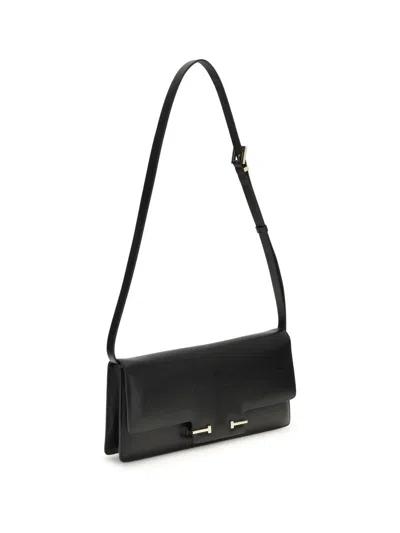Tom Ford Black Leather Crossbody Bag In Black