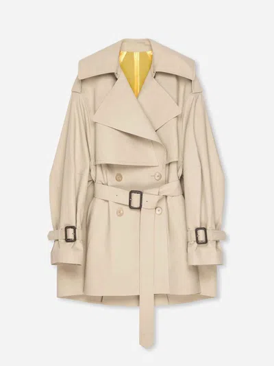 Givenchy Womens Beige Mustard Belted Notch-lapels Cotton Trench Coat In Gray