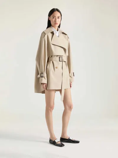 Givenchy Womens Beige Mustard Belted Notch-lapels Cotton Trench Coat In Gray