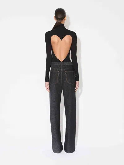 Alaïa Fluid Jersey Bodysuit With Heart Cut-out In Black
