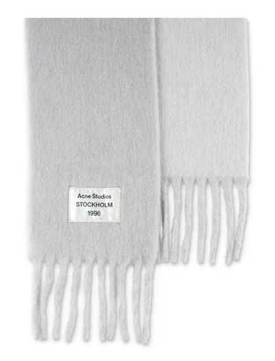 Acne Studios Wool Scarf With Fringes In Gray