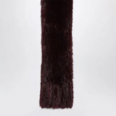 Rotate Birger Christensen Dark Burgundy Faux Fur Scarf In Brown