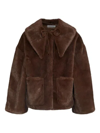 By Malene Birger Collar Tie Detail Casual Jacket In Brown