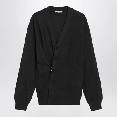 Lemaire Charcoal Grey Wool-blend Cardigan In Gray