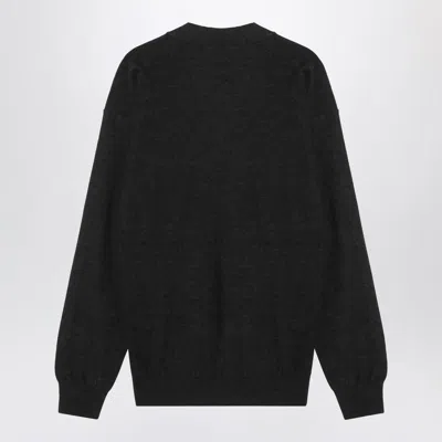Lemaire Charcoal Grey Wool-blend Cardigan In Gray
