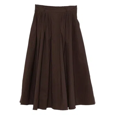 Mark Kenly Domino Tan Pleated Skirt In Brown