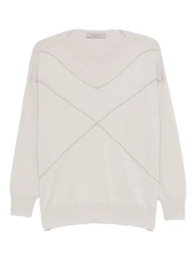 D Exterior V-neck Embellished Knitwear In Gray