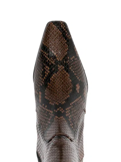 Stuart Weitzman Stassi 50 Snake-effect Leather Ankle Boots In Brown